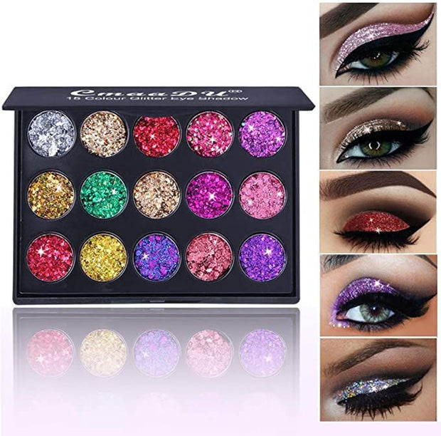 Glitter Eye Shadow Palette – Shimmer & Sparkle Makeup Palette for Party, Festival & Glam Looks
